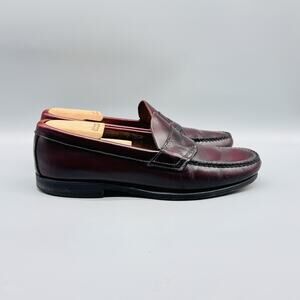 GH Bass & Co Shoes Men 10.5 Burgundy Leather Penny Loafers Weejuns Slip On Dress